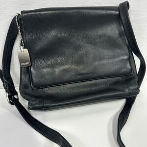Nine West Shoulder‎ Bag Purse Black Genuine Leather Crossbody Adjustable